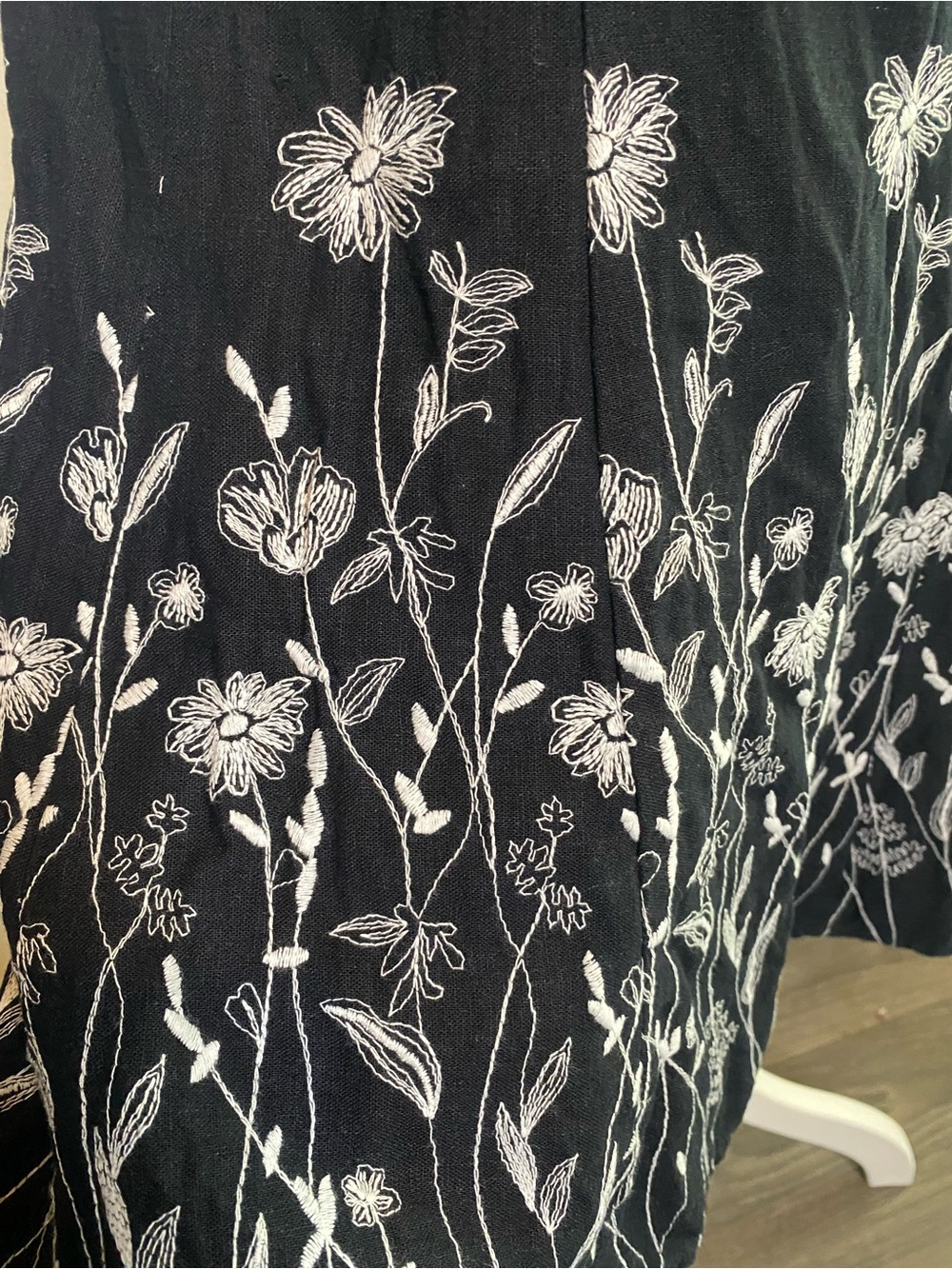 Floral Flower Embroidered Black Midi Skirt Fairycore Botanical Garden Cottage 8 - Picture 6 of 10